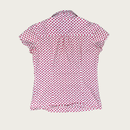 (M) Pink Apple Print Short Sleeve Blouse