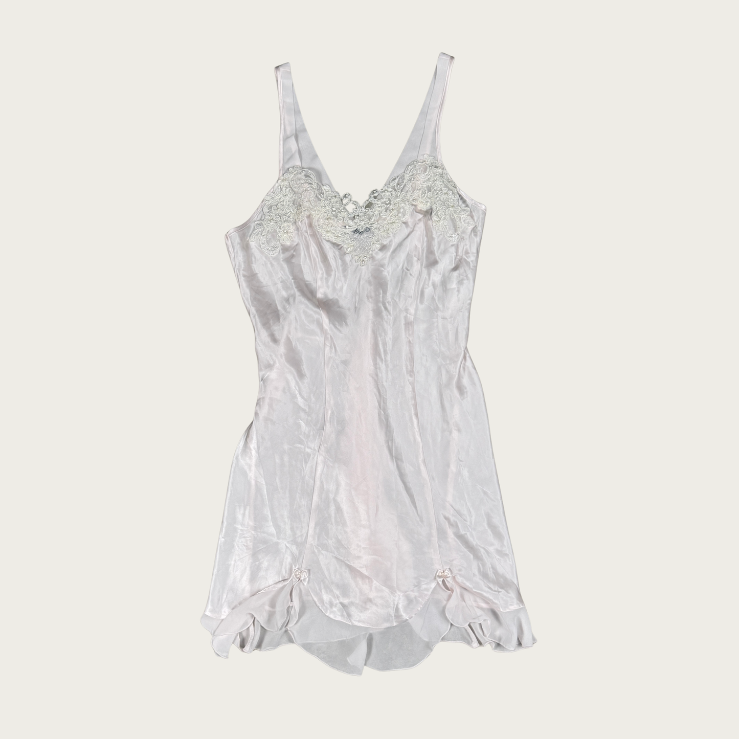 (M) 80s/90s Vintage Baby Pink Beaded Slip Dress