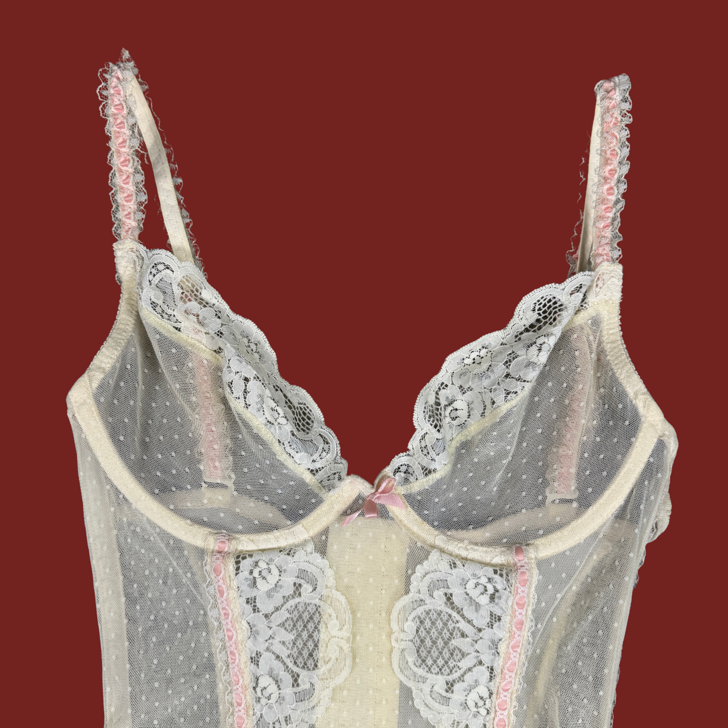 (S/M) 80s/90s Yellow/Pink Bustier Top