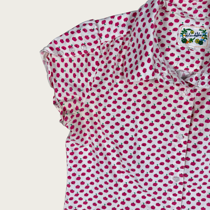 (M) Pink Apple Print Short Sleeve Blouse