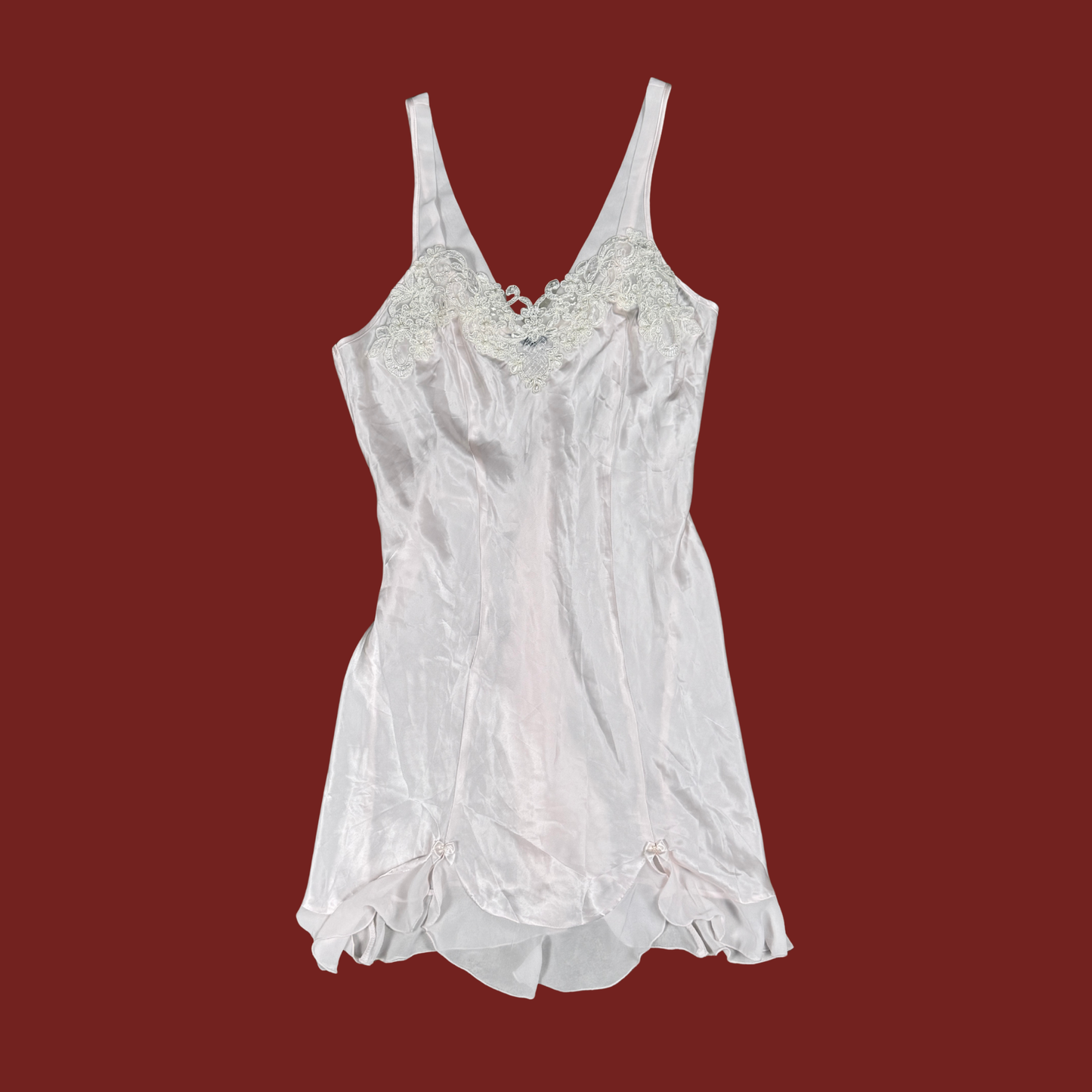 (M) 80s/90s Vintage Baby Pink Beaded Slip Dress