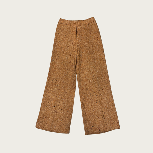 (24") 70s Orange/Brown Woven Tweed Bell Bottoms