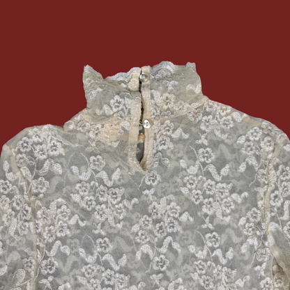 (XS) Cream Lace Long Sleeve Top