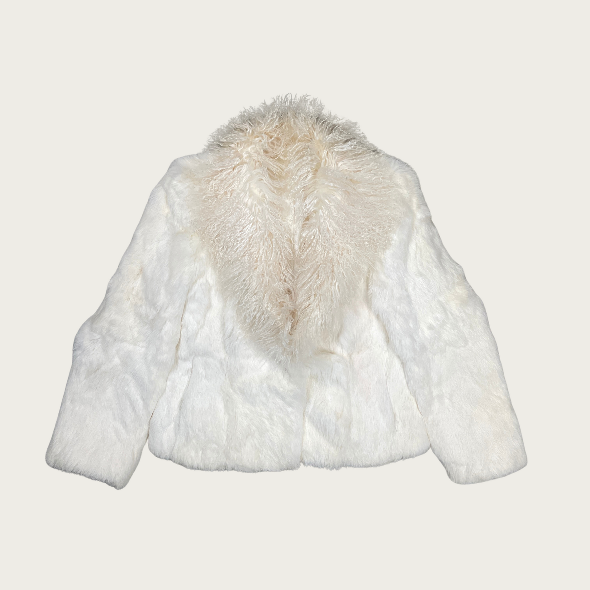 L) Rabbit and Mongolian Lamb White Fur Jacket – The Clothing Warehouse