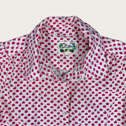 (M) Pink Apple Print Short Sleeve Blouse