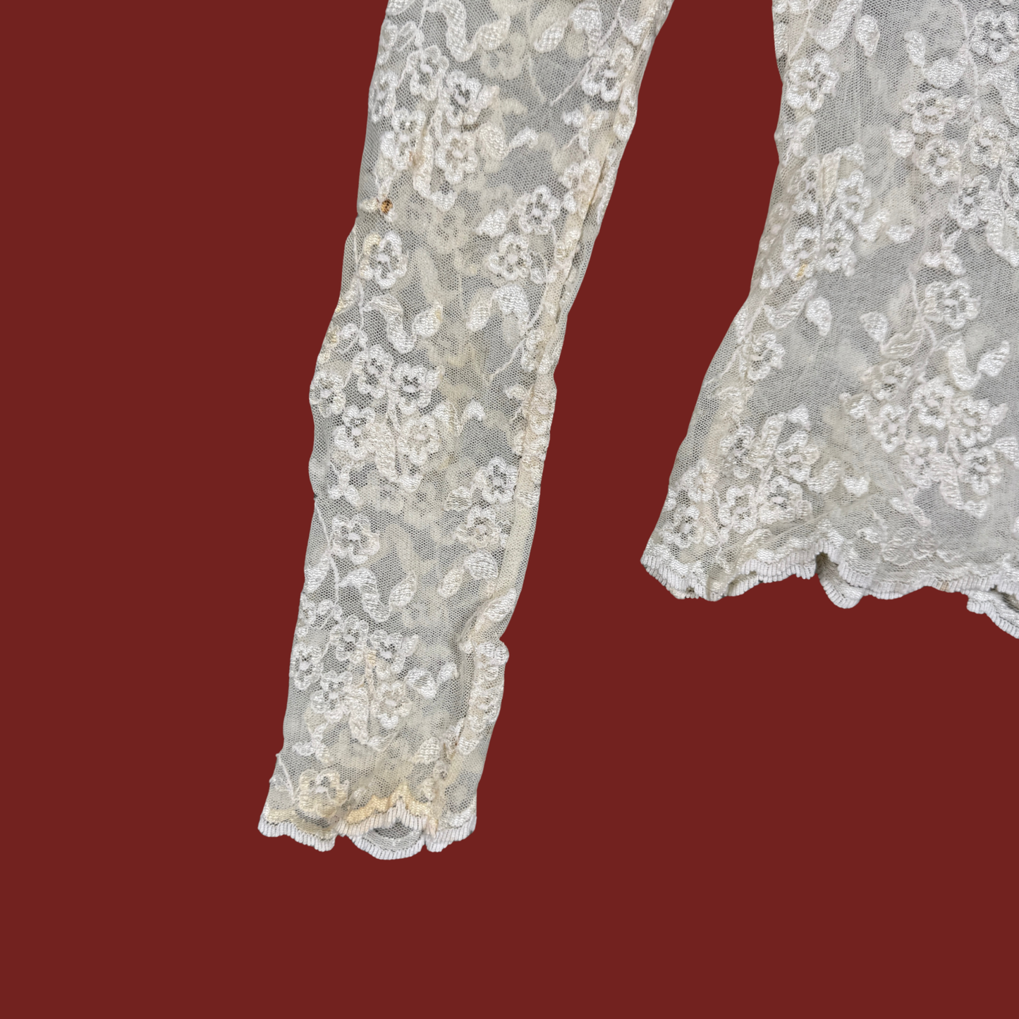 (XS) Cream Lace Long Sleeve Top