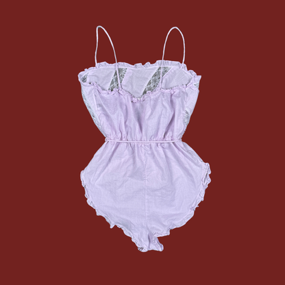 (S) Vintage Lilac Cotton Lace Slip Romper