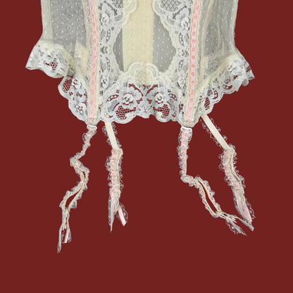 (S/M) 80s/90s Yellow/Pink Bustier Top