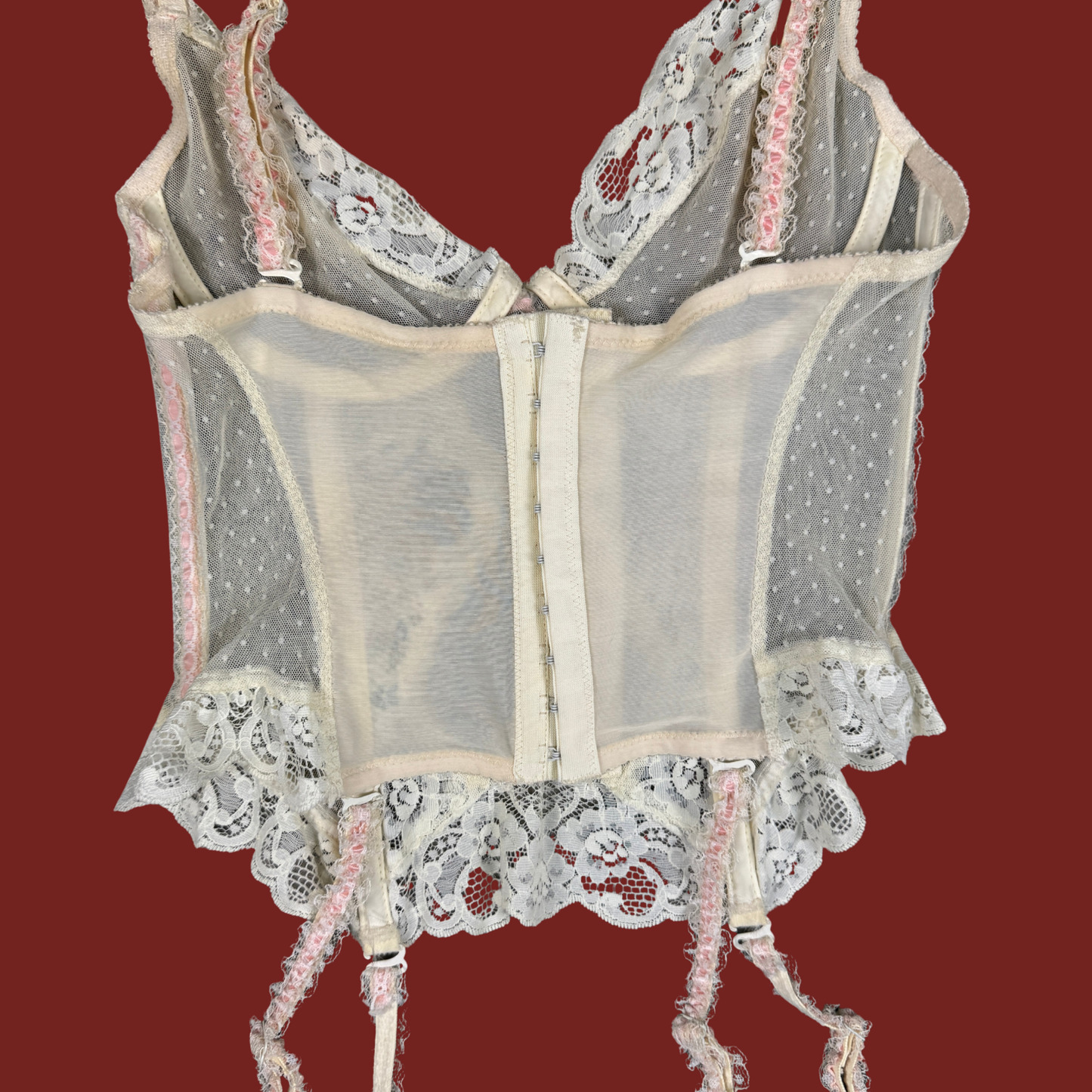 (S/M) 80s/90s Yellow/Pink Bustier Top