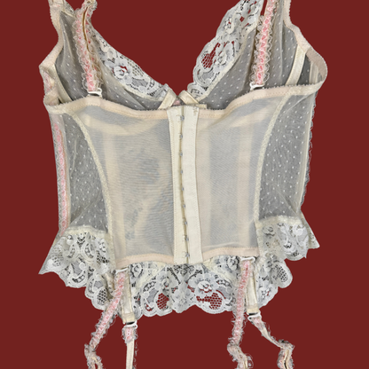 (S/M) 80s/90s Yellow/Pink Bustier Top