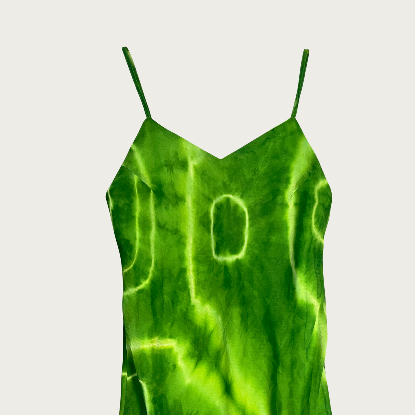 (S) Green Tie Dye Bias Cut Maxi Dress