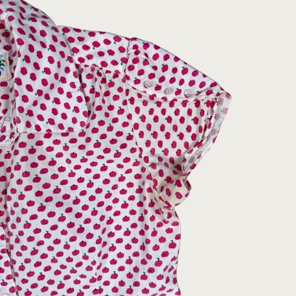 (M) Pink Apple Print Short Sleeve Blouse