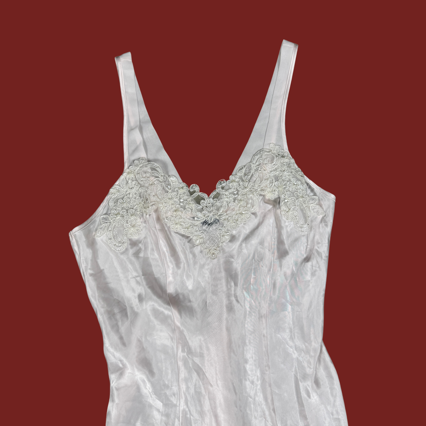 (M) 80s/90s Vintage Baby Pink Beaded Slip Dress