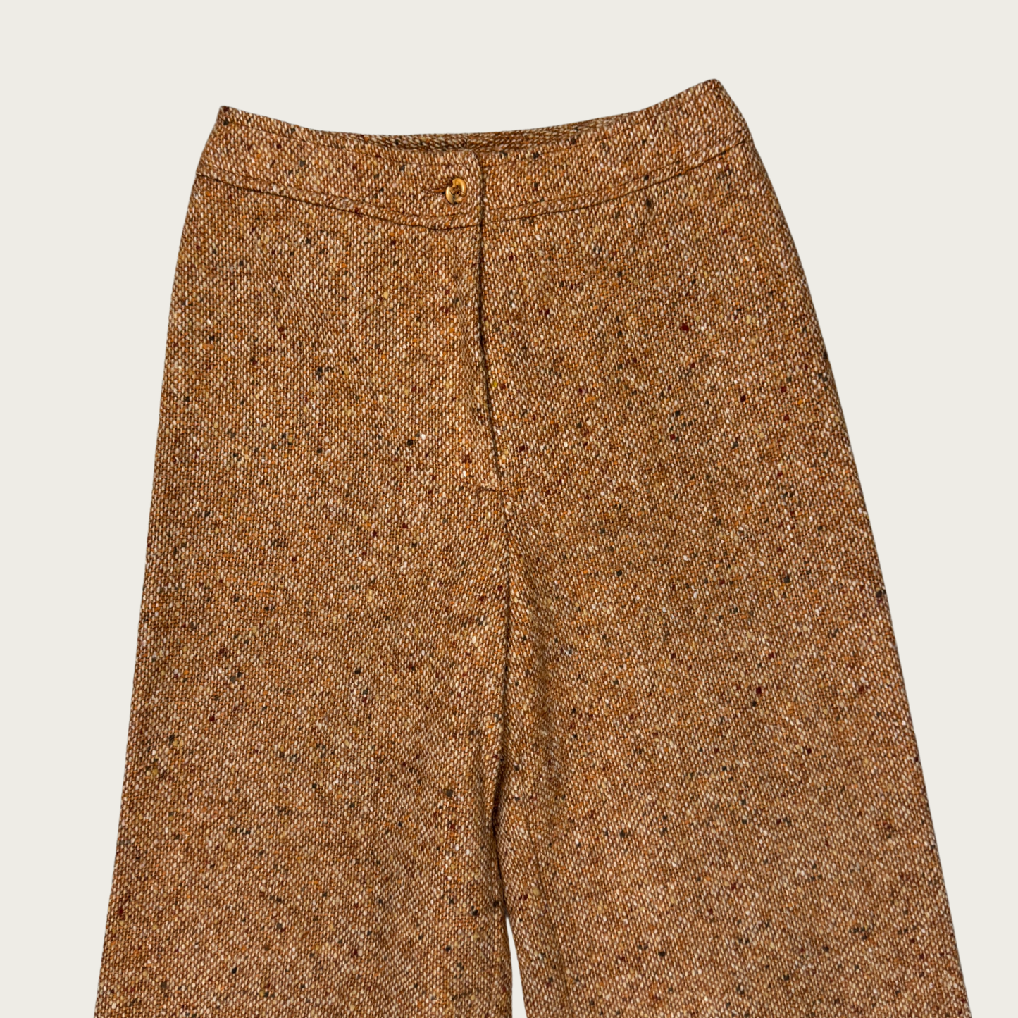 (24") 70s Orange/Brown Woven Tweed Bell Bottoms