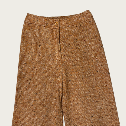 (24") 70s Orange/Brown Woven Tweed Bell Bottoms