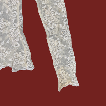 (XS) Cream Lace Long Sleeve Top