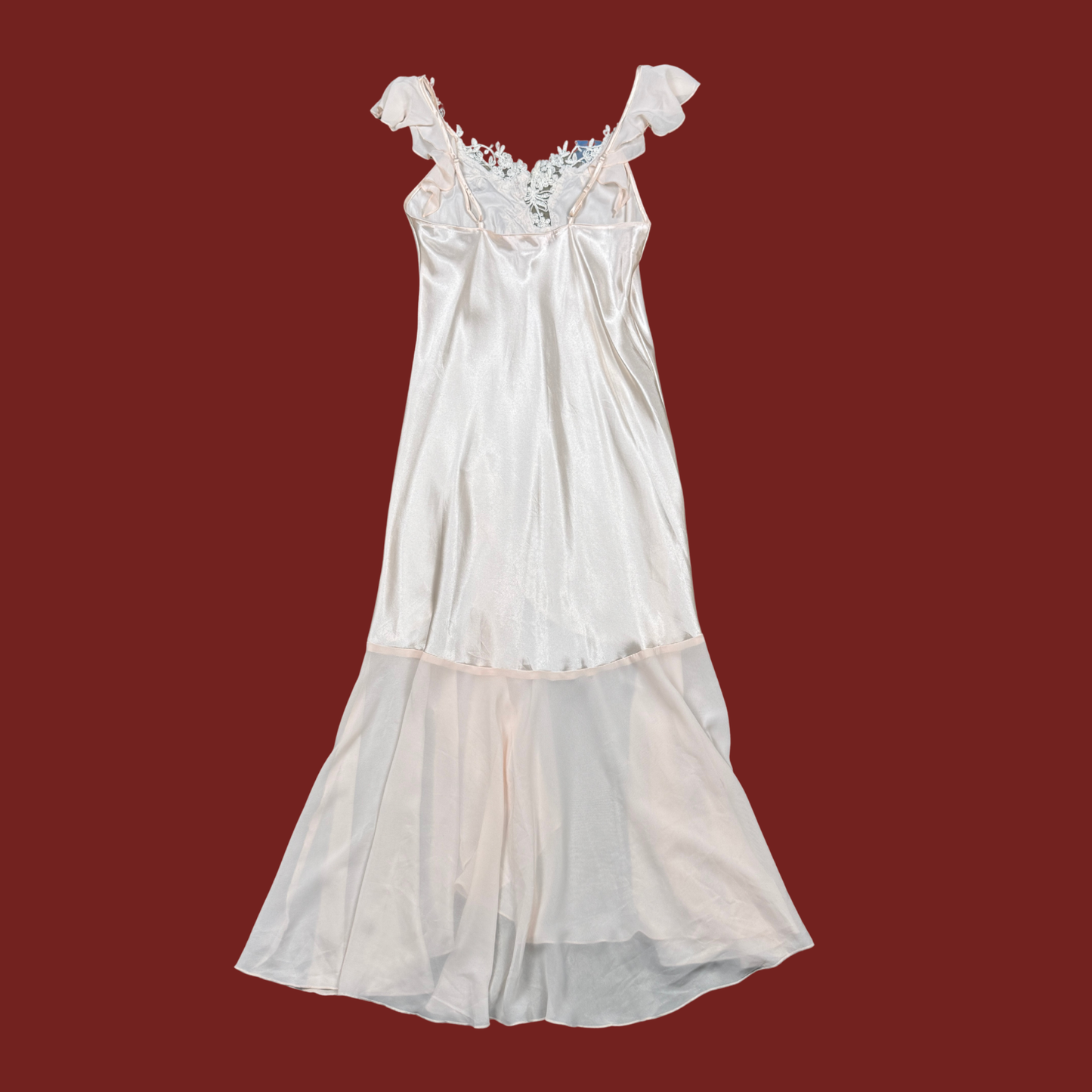 (S) Y2K Baby Pink Beaded Midi Slip Dress