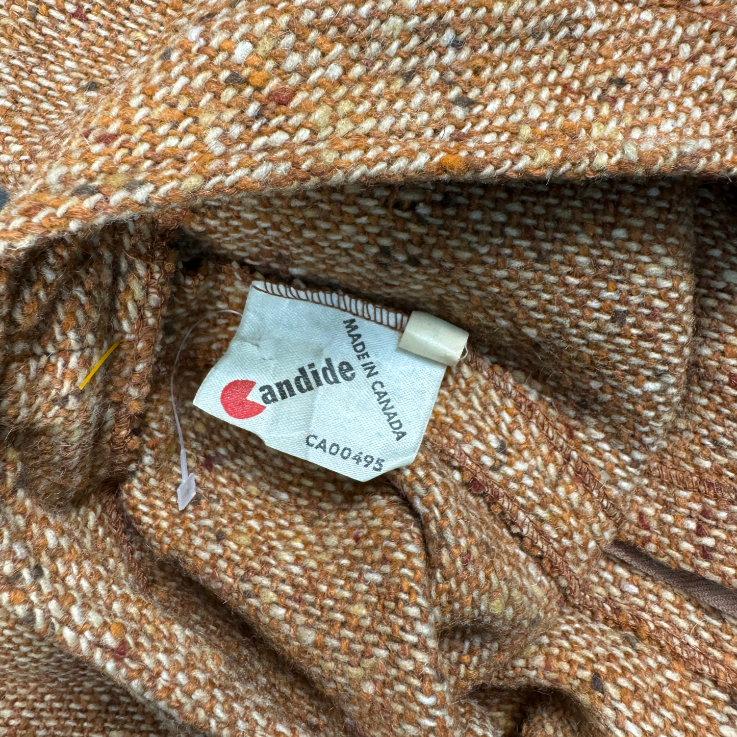 (24") 70s Orange/Brown Woven Tweed Bell Bottoms