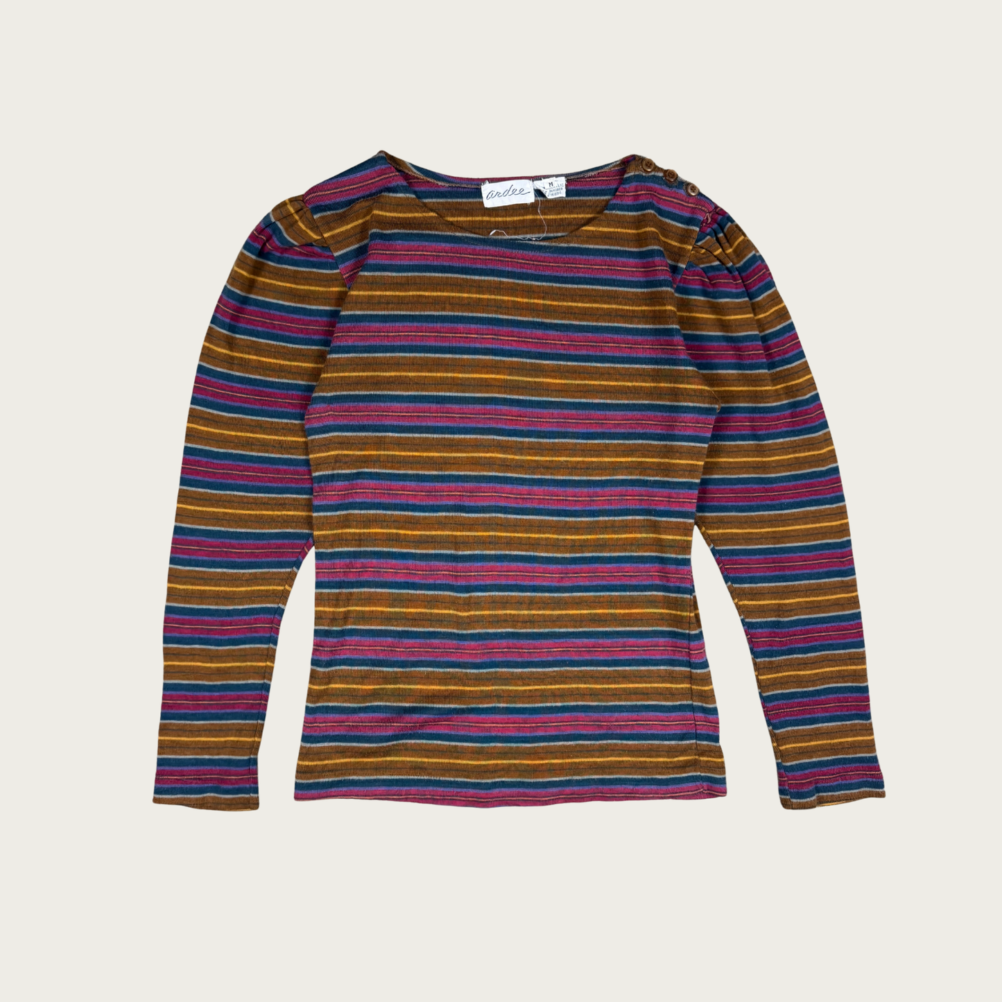 (M) 90s/Y2K Brown Multicolor Striped Long Sleeve