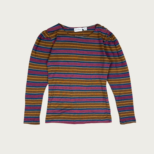 (M) 90s/Y2K Brown Multicolor Striped Long Sleeve