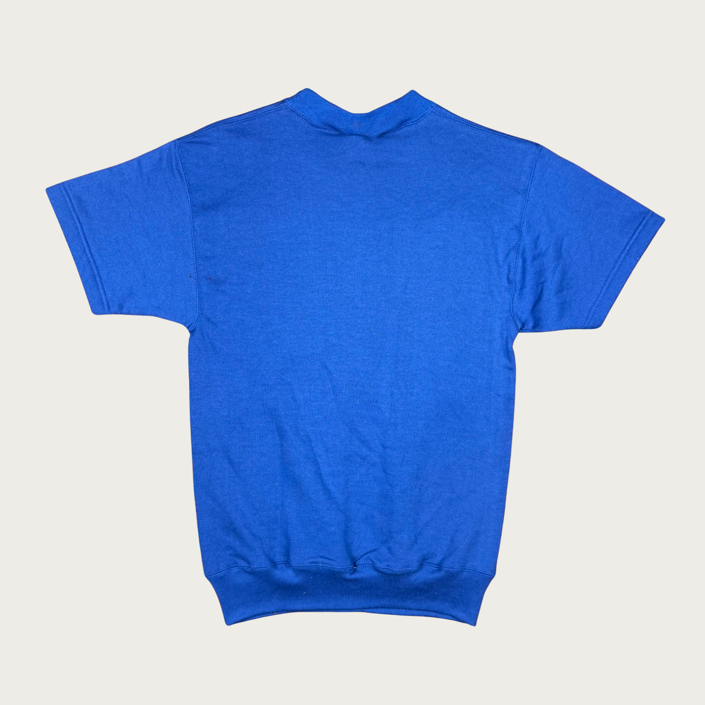 (S) TCW Blue Screen Printed Vintage Short Sleeve Sweatshirt