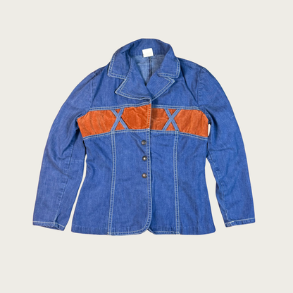 (S) 70s Matching Western Denim Flares Set
