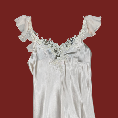 (S) Y2K Baby Pink Beaded Midi Slip Dress