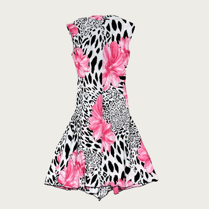 (XS/S) Y2K Pink Floral Animal Print Midi Dress