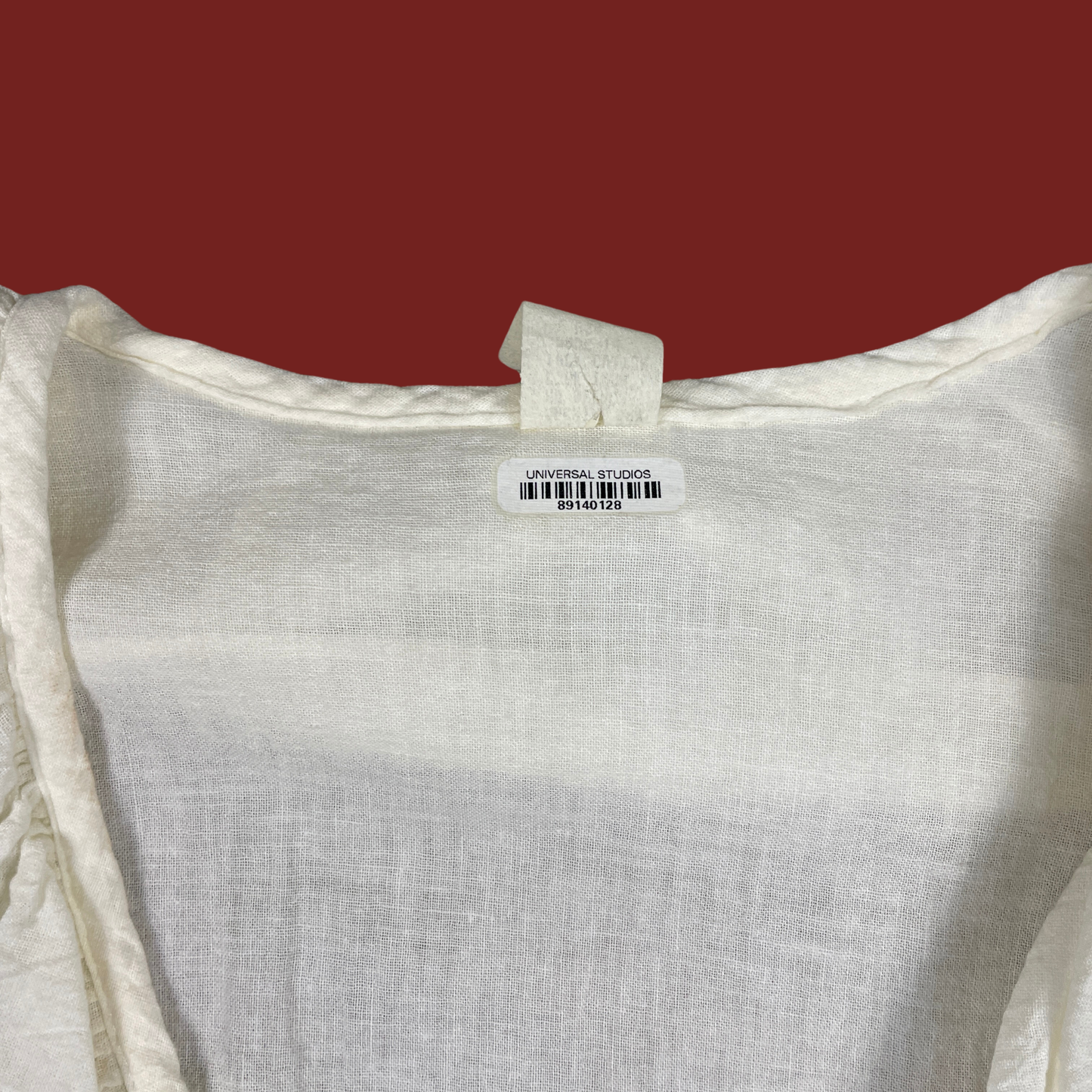 (L) Cropped White Lace Up Ruffle Blouse