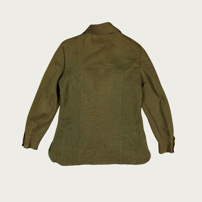 (M) 70s Khaki Suede Wool Shirt Jacket