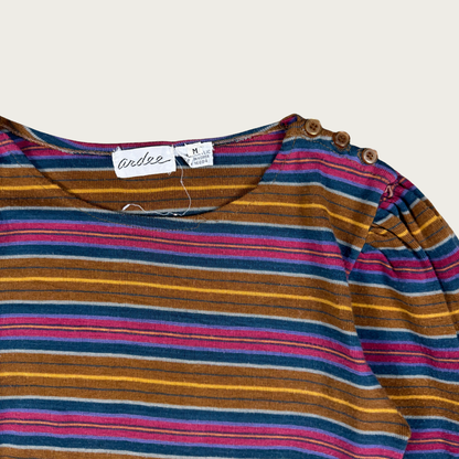 (M) 90s/Y2K Brown Multicolor Striped Long Sleeve