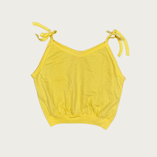 (M/L) 80s Yellow Tie Shoulder Tank Top