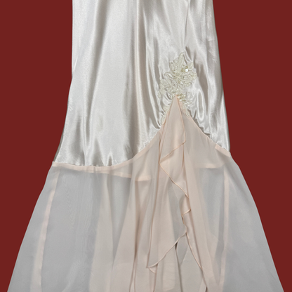 (S) Y2K Baby Pink Beaded Midi Slip Dress