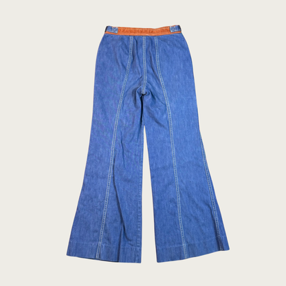 (S) 70s Matching Western Denim Flares Set