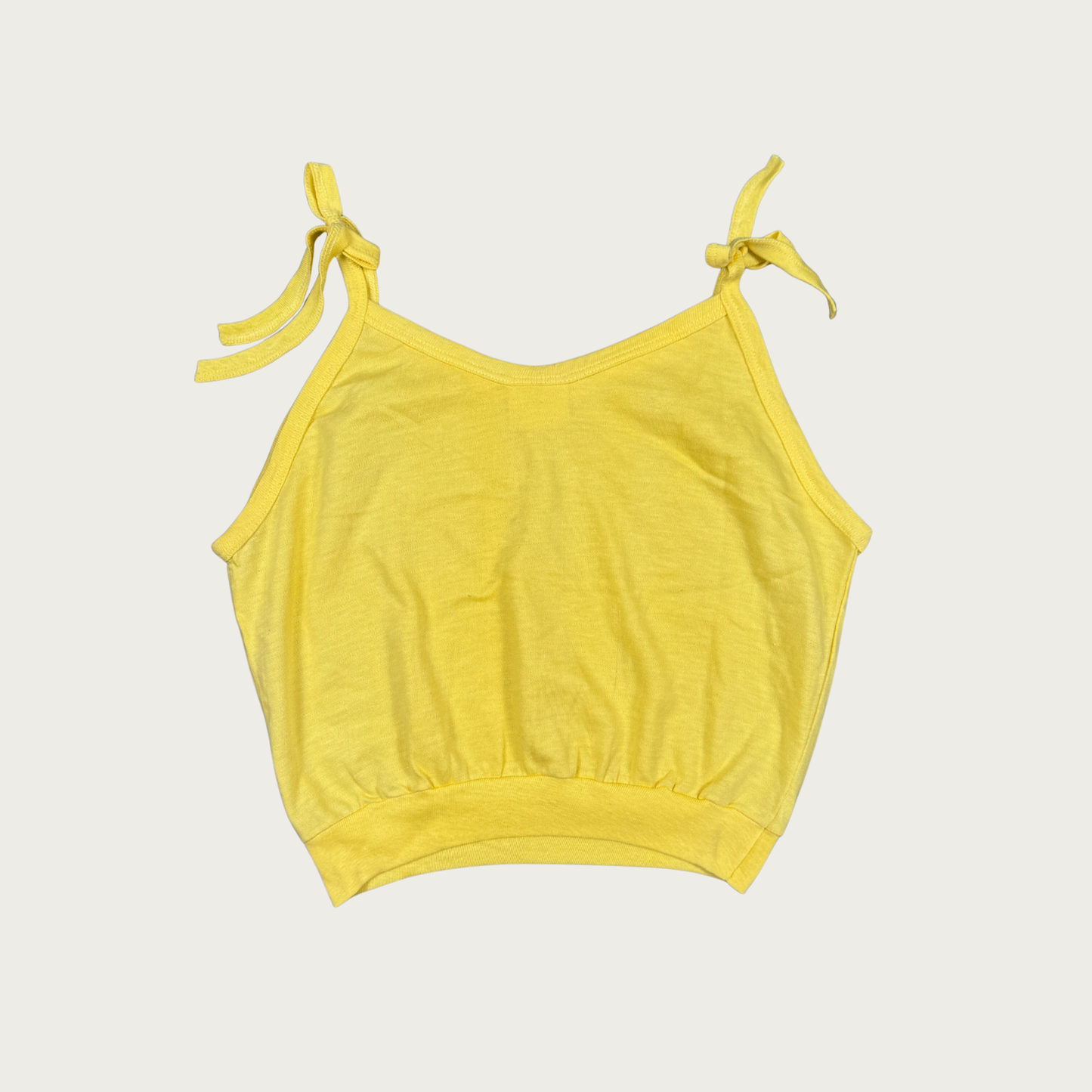 (M/L) 80s Yellow Tie Shoulder Tank Top