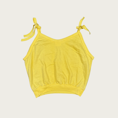 (M/L) 80s Yellow Tie Shoulder Tank Top