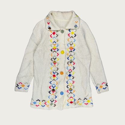 (M) 60s/70s Multicolor Longline Knit Cardigan