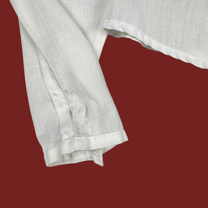 (M) 80s White Eyelet Ruffle Blouse