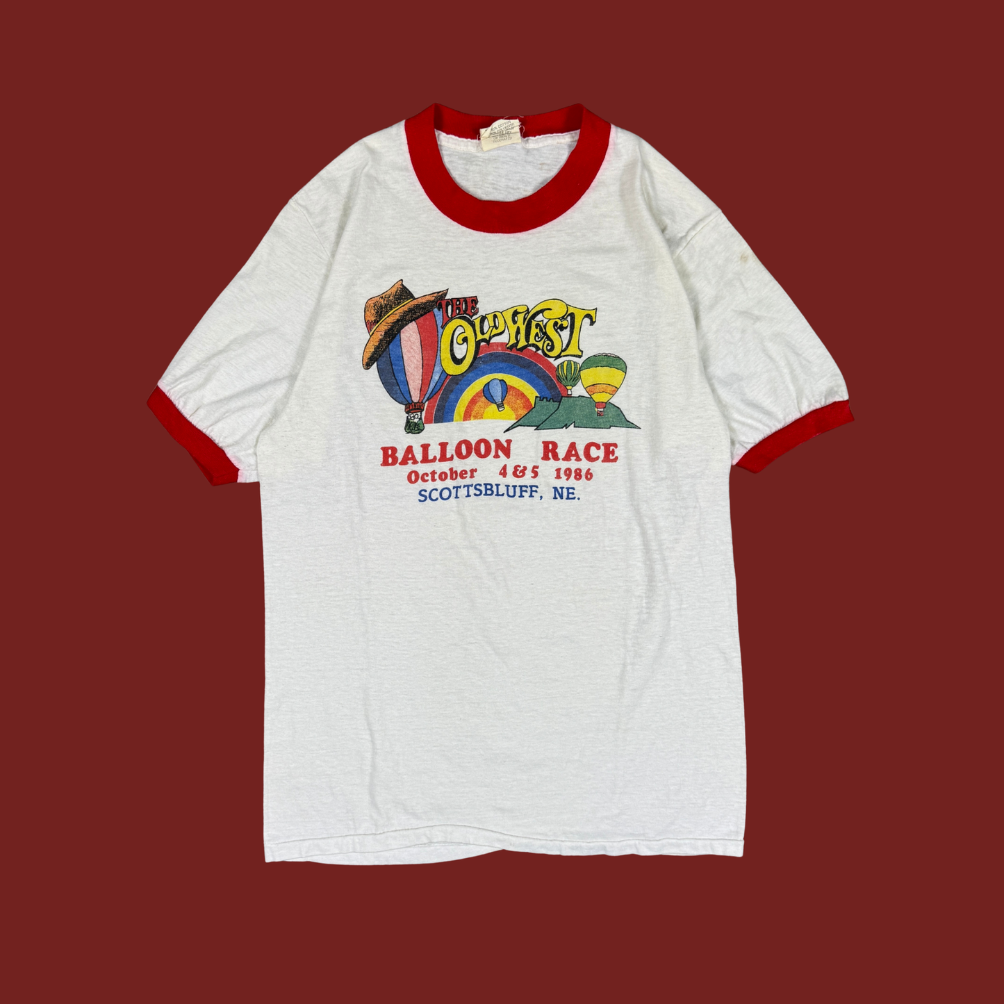 (S/M) 1986 The Old West Balloon Race Ringer Tee