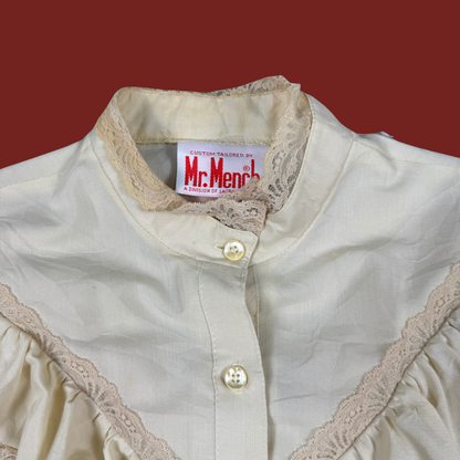 (M/L) 70s/80s Cream Lace Ruffle Blouse