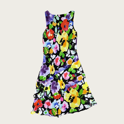 (S) Ralph Lauren Multicolor Floral Ruffle Midi Dress