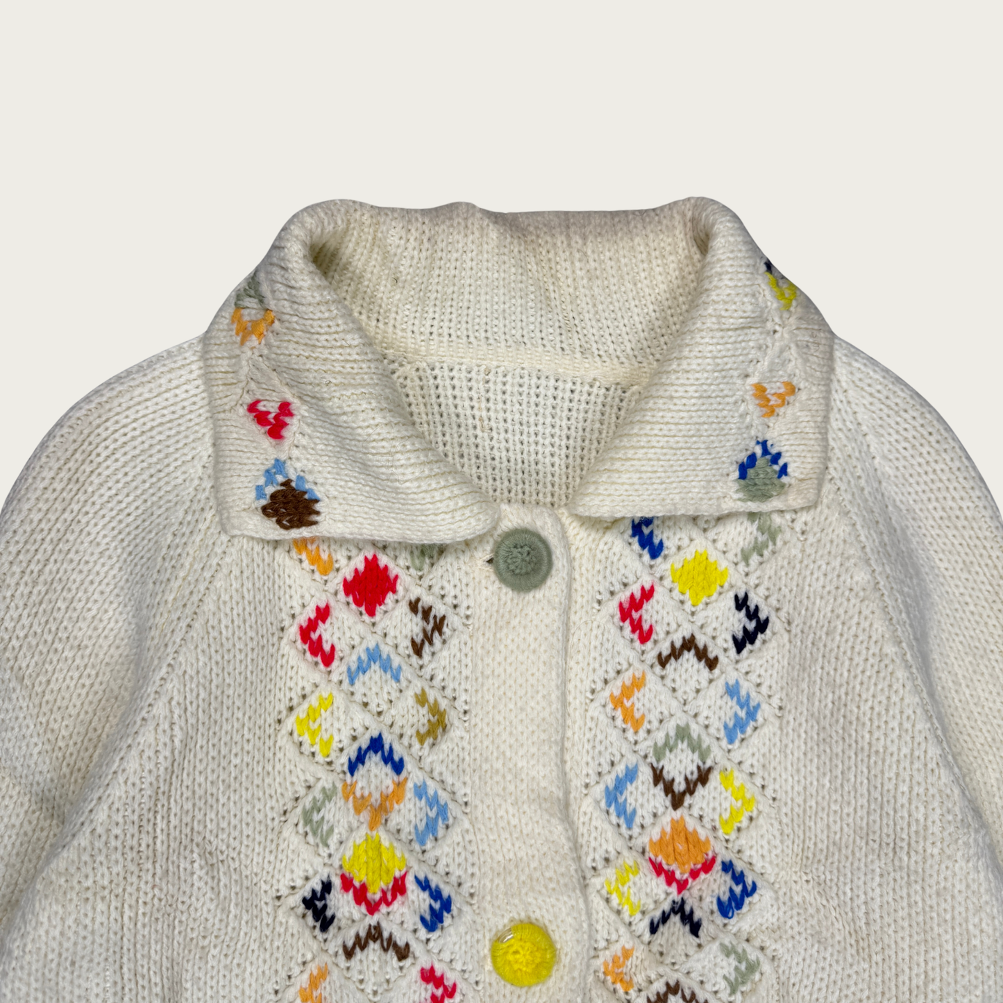 (M) 60s/70s Multicolor Longline Knit Cardigan