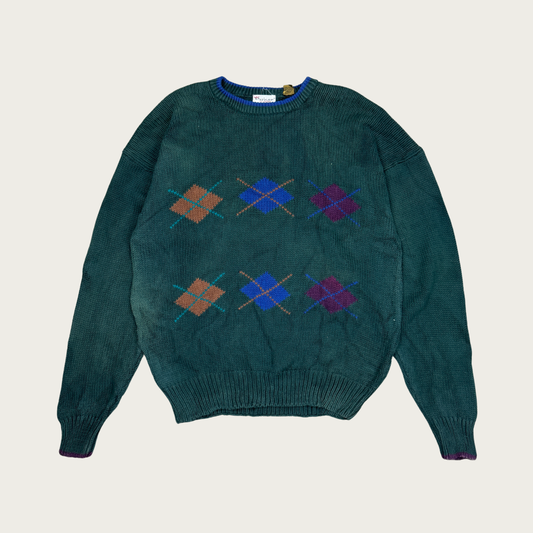 (XL) Green Diamond Pattern Sweater