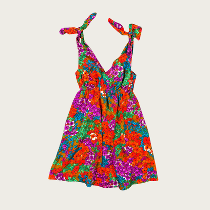 (XS/S) 70s/80s Vibrant Floral Mini Dress