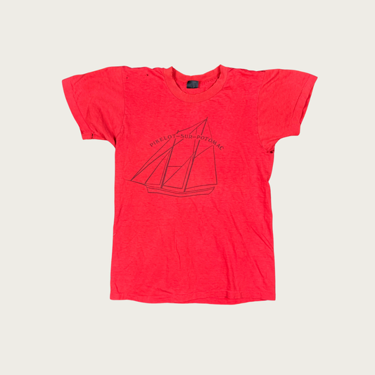 (S/M) 70s/80s Pikelot-Sur-Potomac Boat Tee