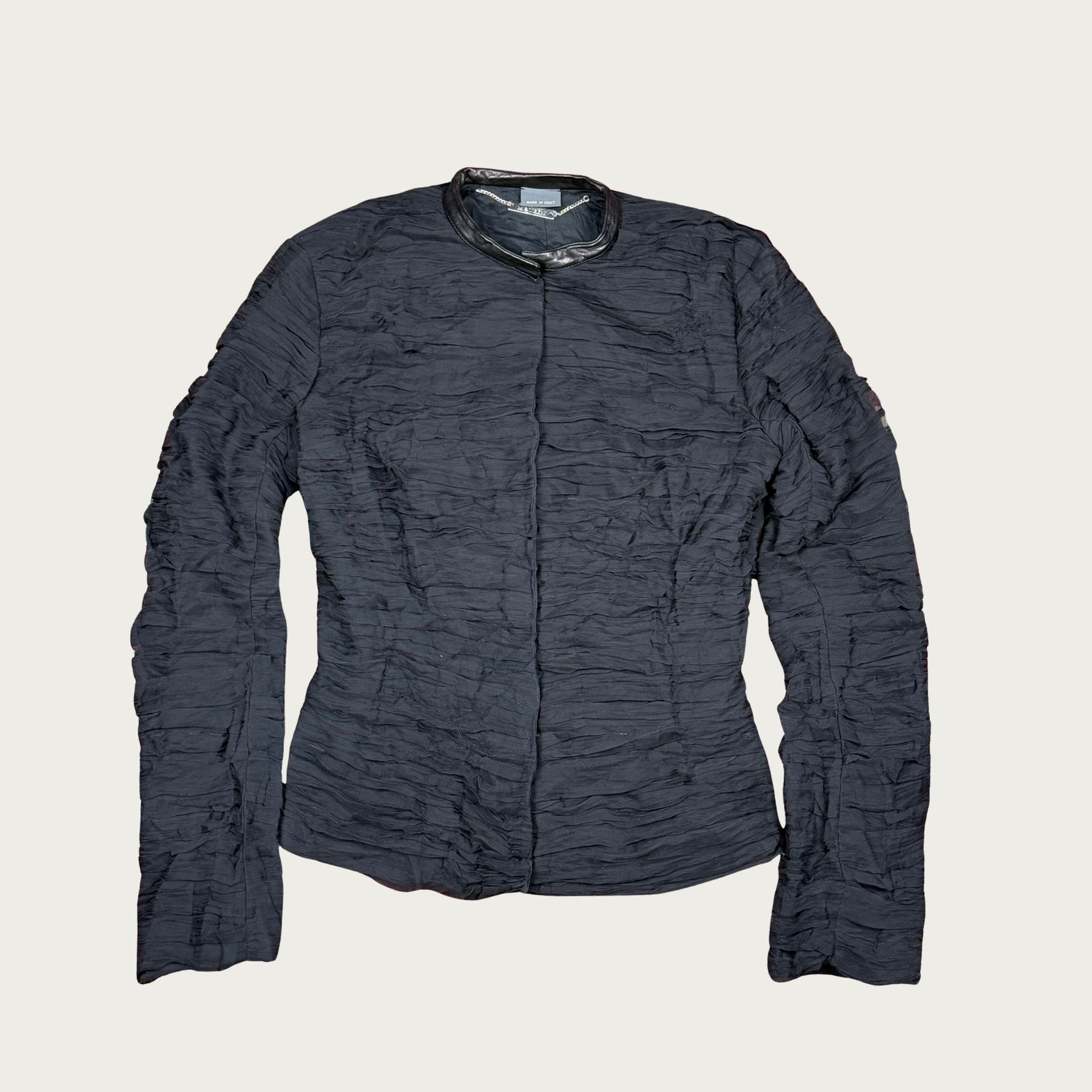 XS/S) 2000s Alexander McQueen Black Silk Ruched Jacket – The