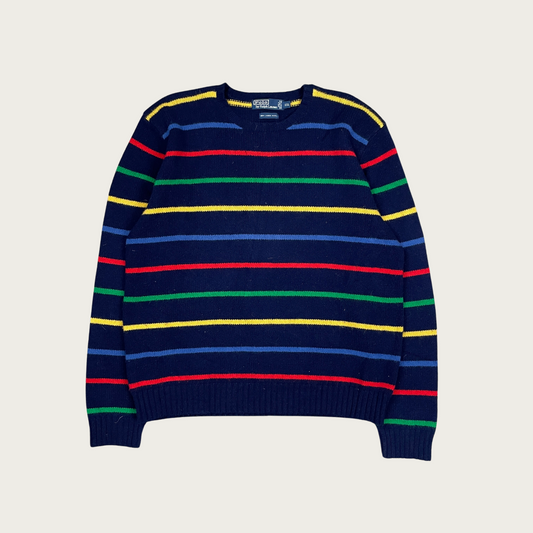 (2XL) Rainbow Striped Lambswool Sweater