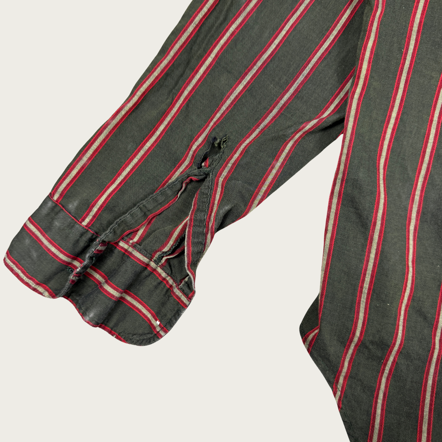 (M) 60s Green/Red Striped Button Up