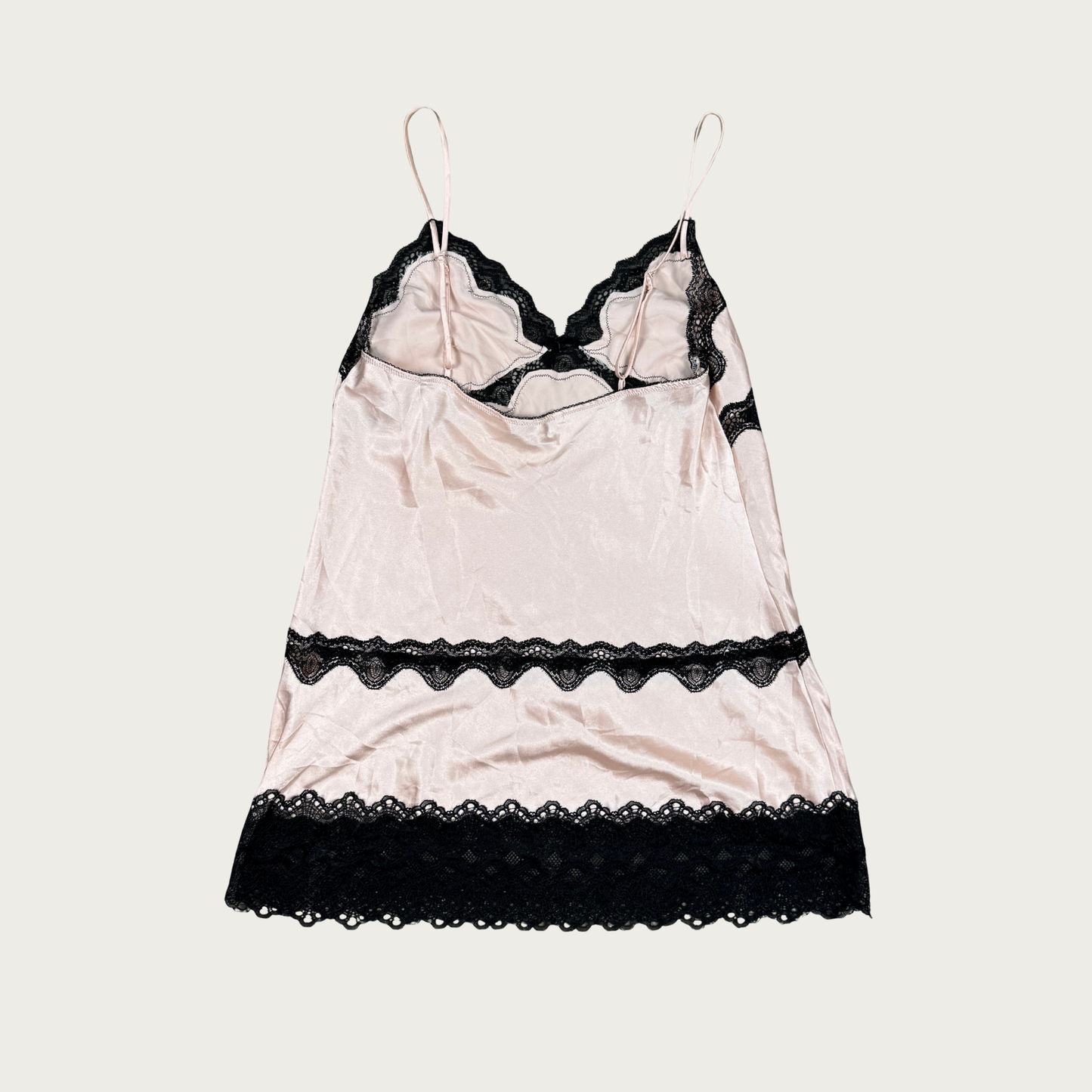 (L) Victoria's Secret Baby Pink/Black Slip Dress
