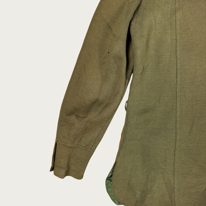 (M) 70s Khaki Suede Wool Shirt Jacket